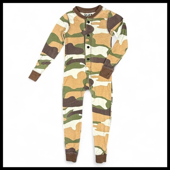 Lazy One Buck Naked Camo Deer Flapjack Long Johns Pajamas Toddler 2T Alaska PJs - Picture 2 of 8